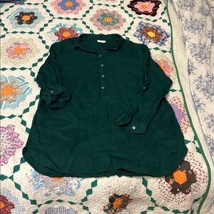 J.Jill Teal- Green Linen Shirt